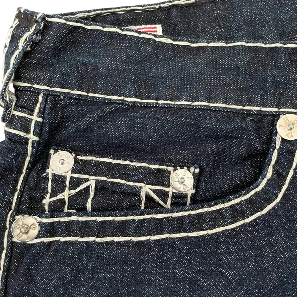True Religion Geno Super T Jeans Mens 42x34 Dark Blue Straight Leg Button Fly